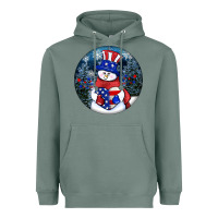 Sage Patriotic snowman ornament 4th of july Heavyweight Hoodie - HowdyJamesFarm