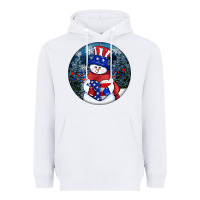 White Patriotic snowman ornament 4th of july Heavyweight Hoodie - HowdyJamesFarm