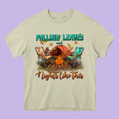 Falling Leaves And Nights Like This Heavy Core Tee Designed By Bundleandbundleshop