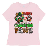Merry Christmas Paws With Santa Ladies Tee | Teevron