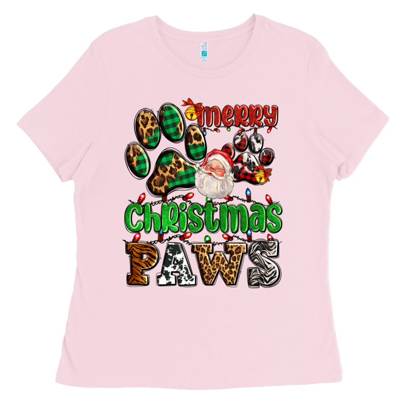 Merry Christmas Paws With Santa Ladies Tee by AdoDesignShop | Teevron