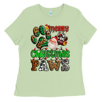 Matcha merry christmas paws with santa Ladies Tee - AdoDesignShop