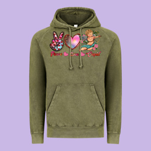 Peace Love Cupid Vintage Hoodie Designed By Ranaportraitstore