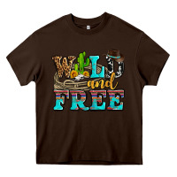 Chocolate Brown wild and free with cactus Heavy Core Tee - AdoDesignShop