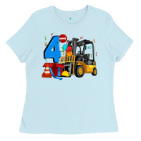 Baby Blue forklift birthday four Ladies Tee - Artiststas