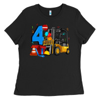 Black forklift birthday four Ladies Tee - Artiststas