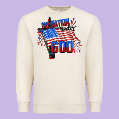 One Nation Under God 4th Of July Premium Sweatshirt Designed By Cowgirlartshop