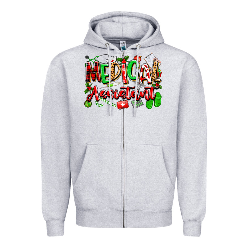 Christmas Medical Assistant Zipper Hoodie by texasbilliewilder | Teevron