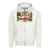 Oatmeal Heather christmas medical assistant Zipper Hoodie - texasbilliewilder