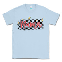 Dusty Blue checkered mama Classic Tee - MaliasSmallBusiness