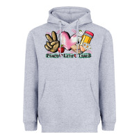 Heather Grey Peace love teach Heavyweight Hoodie - CowGirlArtShop