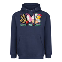 Navy Peace love teach Heavyweight Hoodie - CowGirlArtShop