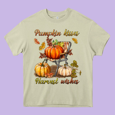 Pumpkin Kisses Harvest Wishes Heavy Core Tee Designed By Bundleandbundleshop