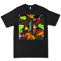Black margarita and taco seamless pattern Premium Tee - BundleAndBundleShop