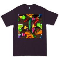 Plum margarita and taco seamless pattern Premium Tee - BundleAndBundleShop
