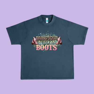 Bring Your Ass Kicking Boots Urban Heavy Tee Designed By Nancycooperartshop