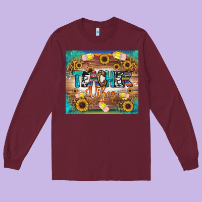 Teacher Vibes Tumbler Long Sleeve Tee Designed By Bundleandbundleshop