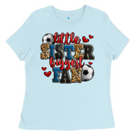 Baby Blue little sister biggest fan soccer Ladies Tee - Jasminsmagicworld
