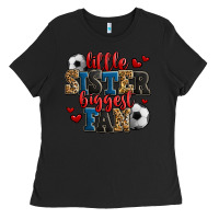 Black little sister biggest fan soccer Ladies Tee - Jasminsmagicworld