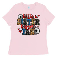 Bubblegum Pink little sister biggest fan soccer Ladies Tee - Jasminsmagicworld