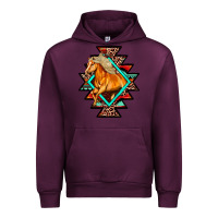 Mauve Wine Aztec Symbol With Horse Urban Hoodie - FaDigitalArtStudio