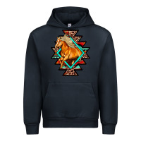 Navy Aztec Symbol With Horse Urban Hoodie - FaDigitalArtStudio