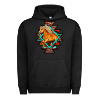 Pigment Black Aztec Symbol With Horse Urban Hoodie - FaDigitalArtStudio
