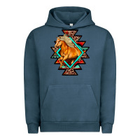 Pigment Midnight Navy Aztec Symbol With Horse Urban Hoodie - FaDigitalArtStudio