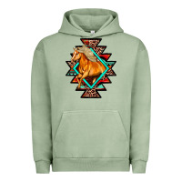 Pigment Oil Green Aztec Symbol With Horse Urban Hoodie - FaDigitalArtStudio