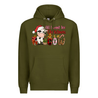 Army Green all want for christmas is a cow Premium Hoodie - CowGirlArtShop