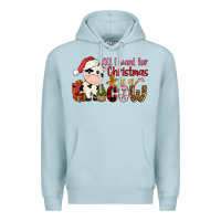 Blue Mist all want for christmas is a cow Premium Hoodie - CowGirlArtShop
