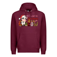 Burgundy all want for christmas is a cow Premium Hoodie - CowGirlArtShop