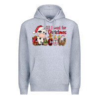 Heather Grey all want for christmas is a cow Premium Hoodie - CowGirlArtShop