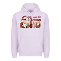 Lilac all want for christmas is a cow Premium Hoodie - CowGirlArtShop