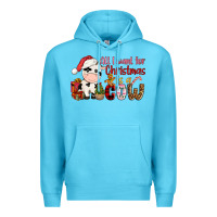 Ocean Blue all want for christmas is a cow Premium Hoodie - CowGirlArtShop