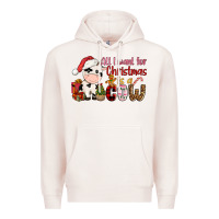 Pale Pink all want for christmas is a cow Premium Hoodie - CowGirlArtShop
