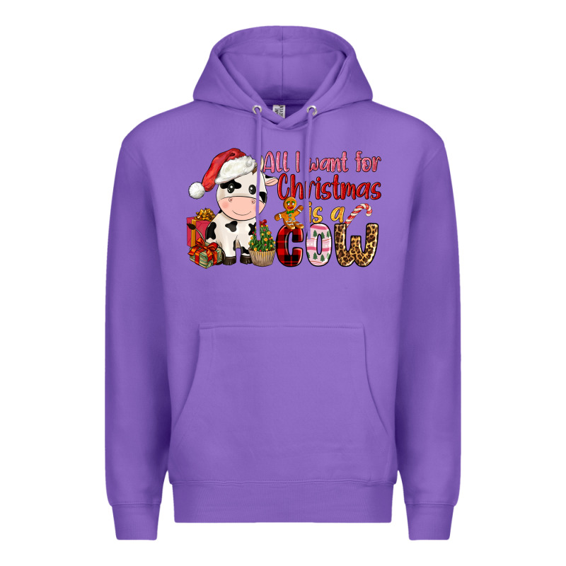 All Want For Christmas Is A Cow Premium Hoodie by CowGirlArtShop | Teevron
