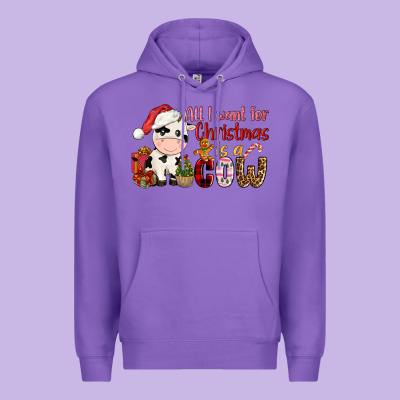 All Want For Christmas Is A Cow Premium Hoodie Designed By Cowgirlartshop