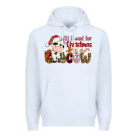 White all want for christmas is a cow Premium Hoodie - CowGirlArtShop