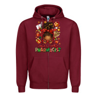 Burgundy santas favorite pharmacist afro messy bun Zipper Hoodie - texasbilliewilder