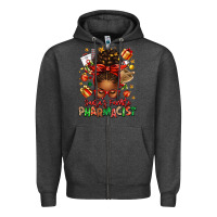 Charcoal Heather santas favorite pharmacist afro messy bun Zipper Hoodie - texasbilliewilder