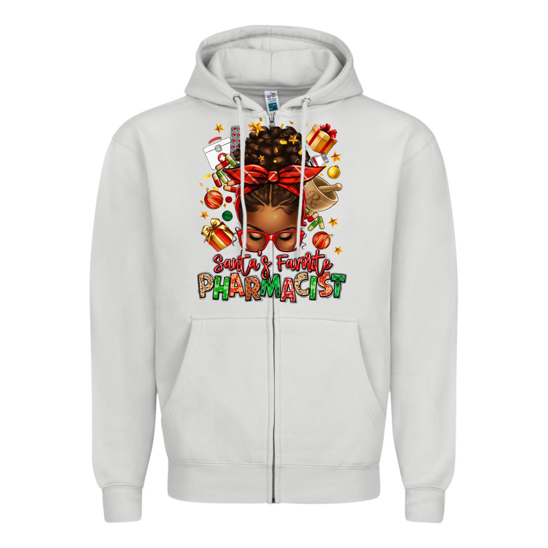 Santas Favorite Pharmacist Afro Messy Bun Zipper Hoodie by texasbilliewilder | Teevron