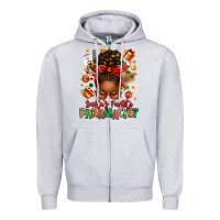 Heather Grey santas favorite pharmacist afro messy bun Zipper Hoodie - texasbilliewilder