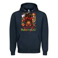 Navy santas favorite pharmacist afro messy bun Zipper Hoodie - texasbilliewilder