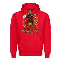 Red santas favorite pharmacist afro messy bun Zipper Hoodie - texasbilliewilder