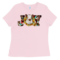 Bubblegum Pink christmas joy Ladies Tee - JahusDesignShop