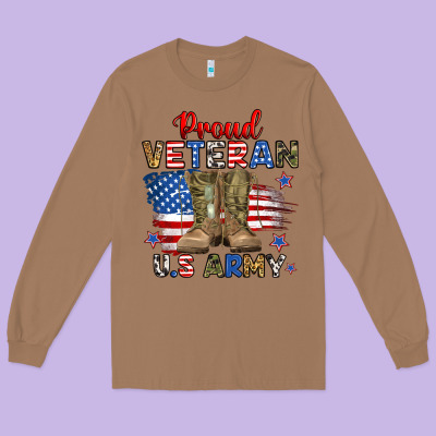Proud Veteran U.s Army Long Sleeve Tee Designed By Ranaportraitstore
