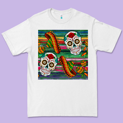 Sugar Skull Seamless Pattern Premium Tee Designed By Bundleandbundleshop