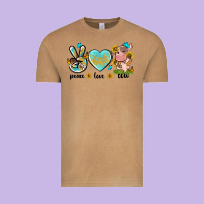 Peace Love Cute Cow Vintage Tee Designed By Nancycooperartshop
