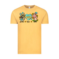 Vintage Mustard peace love cute cow Vintage Tee - NancyCooperArtShop